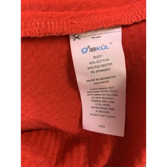 Ibkul Top Womans Size Large Red Asymmetrical 1/4 Zip Long Sleeve Pullover READ - Picture 5 of 8